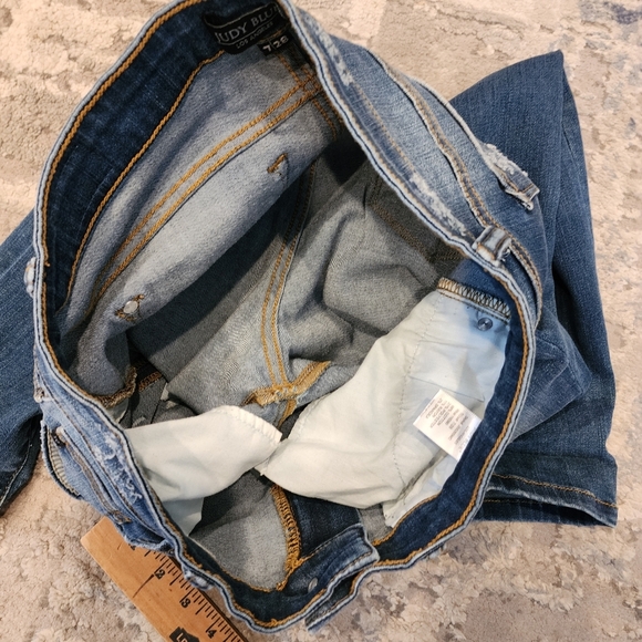 Judy Blue Stretch Denim Distressed Skinny Jeans Leopard Print Patch size 7/28 - Picture 9 of 16